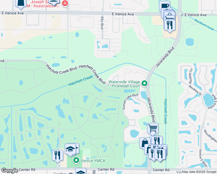 map of restaurants, bars, coffee shops, grocery stores, and more near 1519 San Ysidro Way in Venice