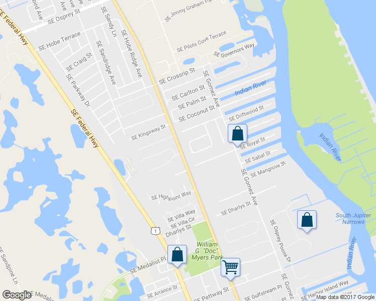 map of restaurants, bars, coffee shops, grocery stores, and more near 8233 Southeast Cumberland Circle in Hobe Sound
