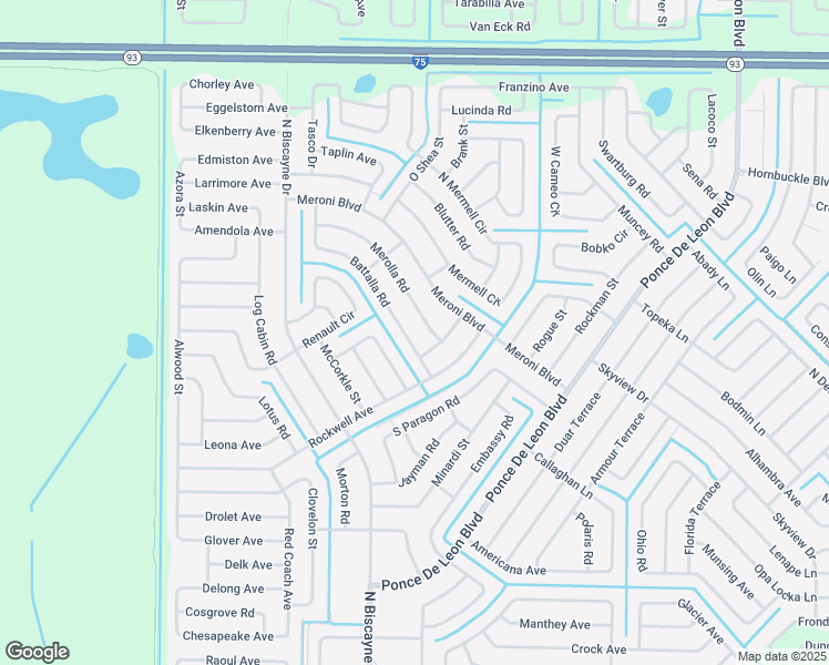 map of restaurants, bars, coffee shops, grocery stores, and more near 7452 Battalla Road in North Port