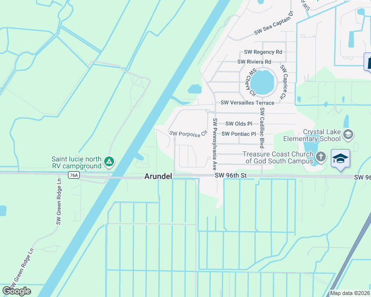 map of restaurants, bars, coffee shops, grocery stores, and more near 9461 Southwest Purple Martin Way in Stuart