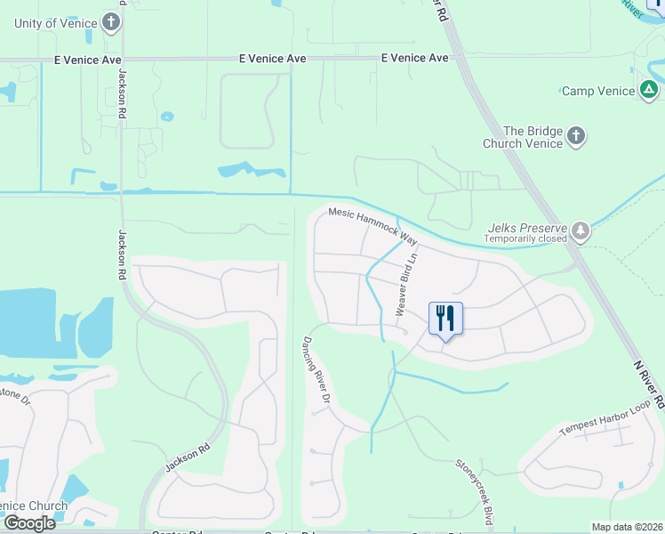 map of restaurants, bars, coffee shops, grocery stores, and more near 11652 Anhinga Avenue in Venice