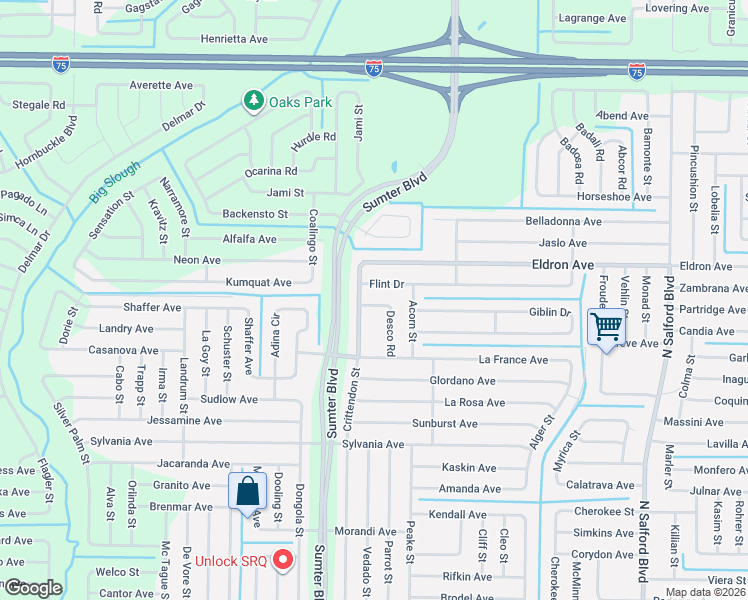 map of restaurants, bars, coffee shops, grocery stores, and more near 3740 Crittendon Street in North Port