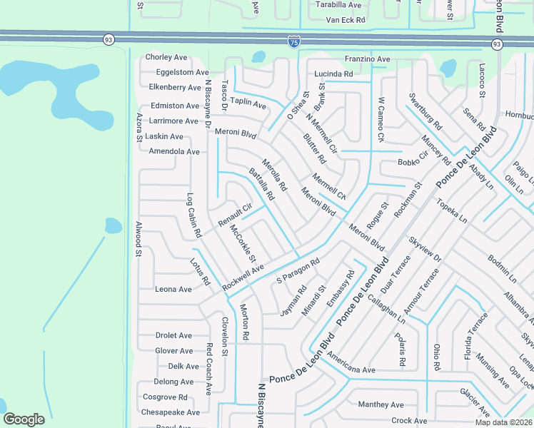 map of restaurants, bars, coffee shops, grocery stores, and more near 3284 McPhail Avenue in North Port