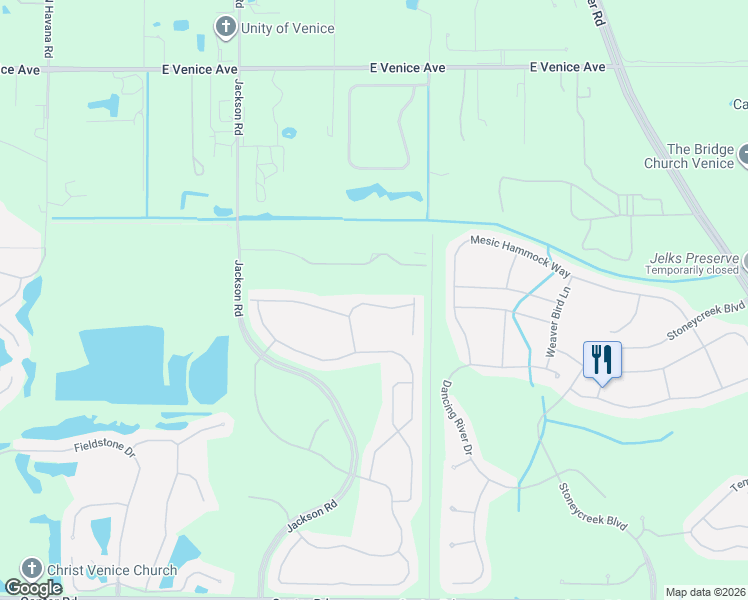 map of restaurants, bars, coffee shops, grocery stores, and more near 11373 Bertolini Drive in Venice