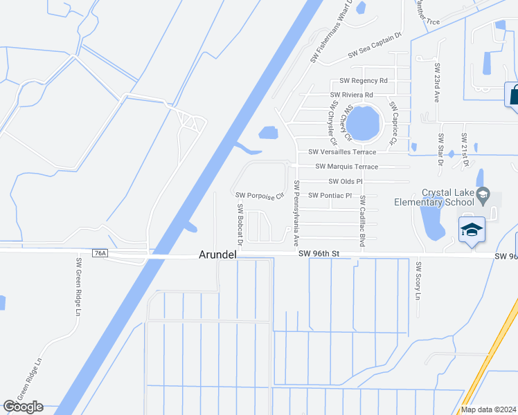 map of restaurants, bars, coffee shops, grocery stores, and more near 3111 Southwest Otter Lane in Stuart