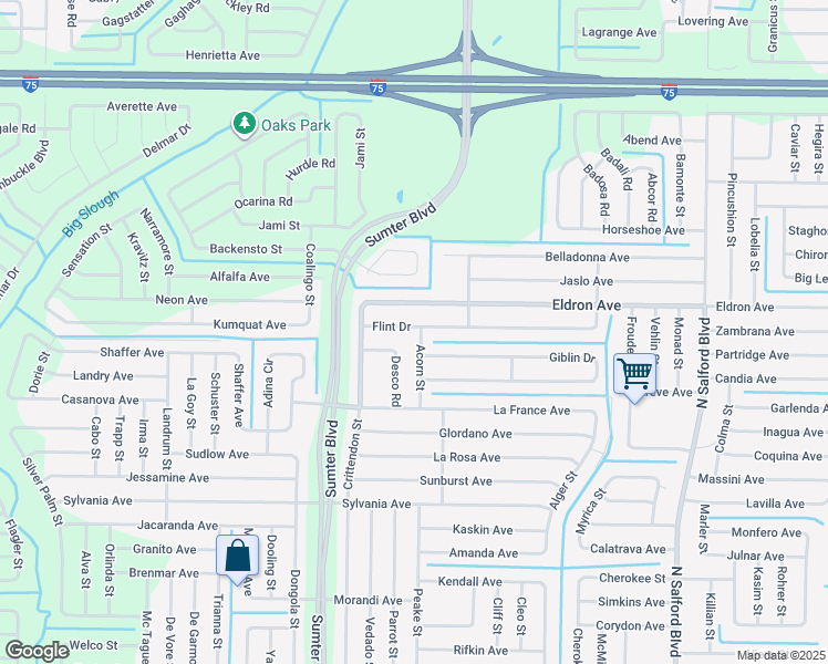 map of restaurants, bars, coffee shops, grocery stores, and more near 4839 Eldron Avenue in North Port