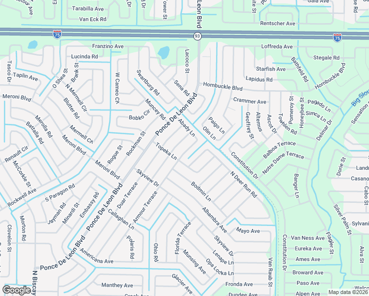map of restaurants, bars, coffee shops, grocery stores, and more near 3639 Armour Terrace in North Port