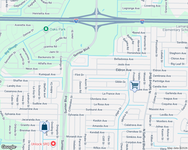 map of restaurants, bars, coffee shops, grocery stores, and more near 4671 Eldron Avenue in North Port
