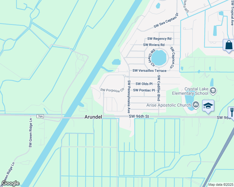 map of restaurants, bars, coffee shops, grocery stores, and more near 3105 Southwest Porpoise Circle in Stuart