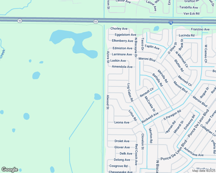 map of restaurants, bars, coffee shops, grocery stores, and more near 3590 Alwood Street in North Port