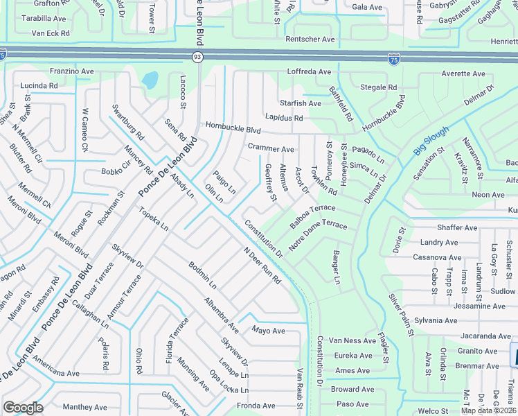 map of restaurants, bars, coffee shops, grocery stores, and more near 6674 Kayak Road in North Port