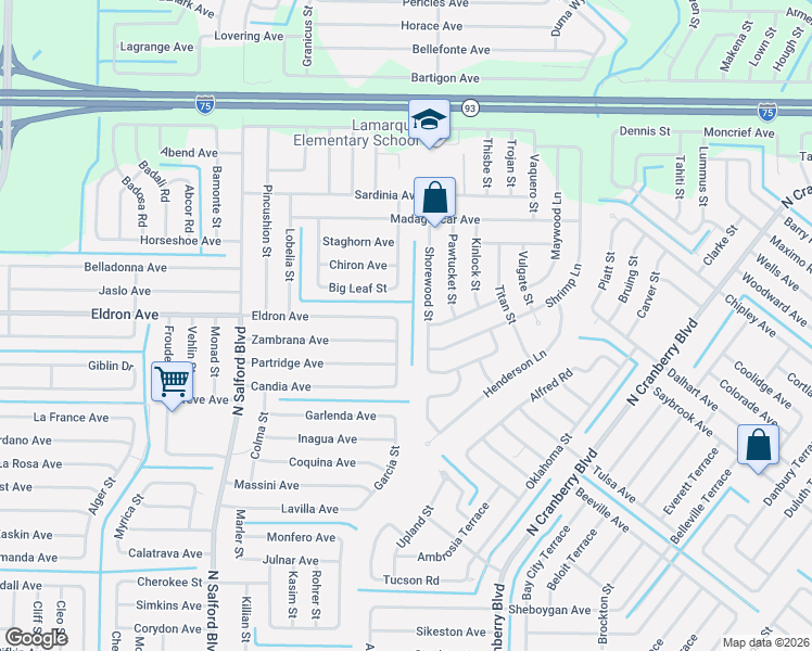 map of restaurants, bars, coffee shops, grocery stores, and more near 3523 Eldron Avenue in North Port
