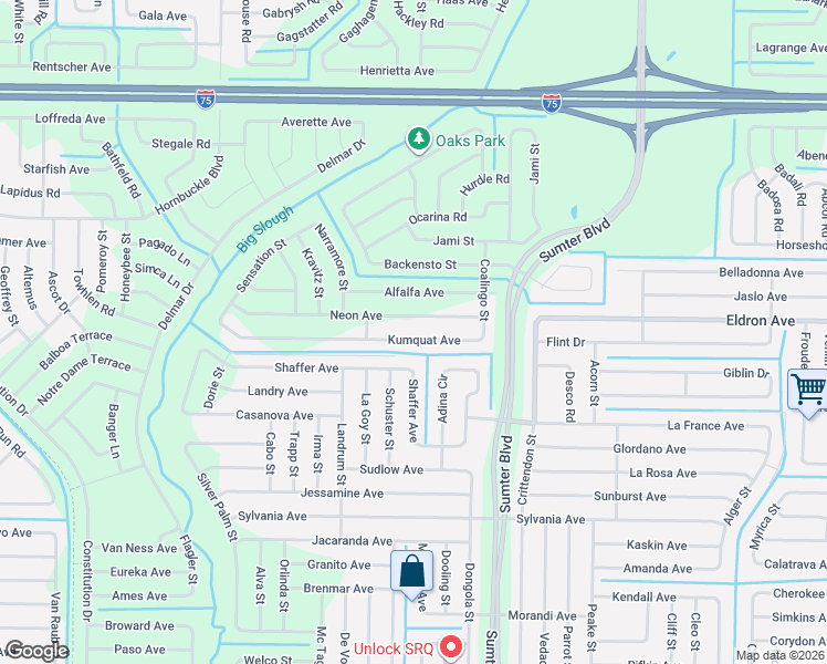 map of restaurants, bars, coffee shops, grocery stores, and more near 5413 Neon Avenue in North Port