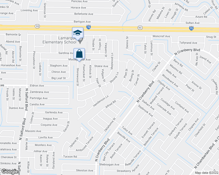 map of restaurants, bars, coffee shops, grocery stores, and more near 4066 Vulgate St in North Port
