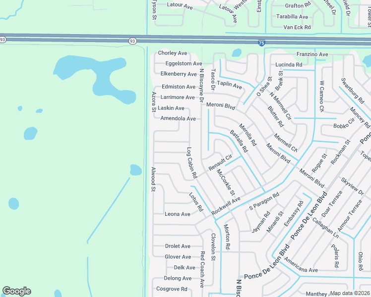 map of restaurants, bars, coffee shops, grocery stores, and more near 3700 Log Cabin Road in North Port
