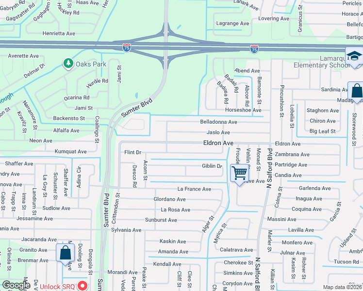 map of restaurants, bars, coffee shops, grocery stores, and more near 4607 Eldron Avenue in North Port