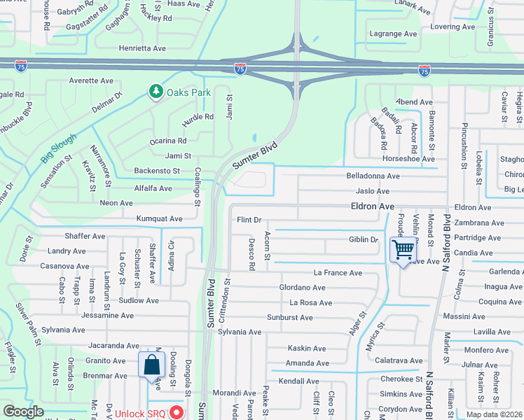 map of restaurants, bars, coffee shops, grocery stores, and more near 4839 Eldron Avenue in North Port