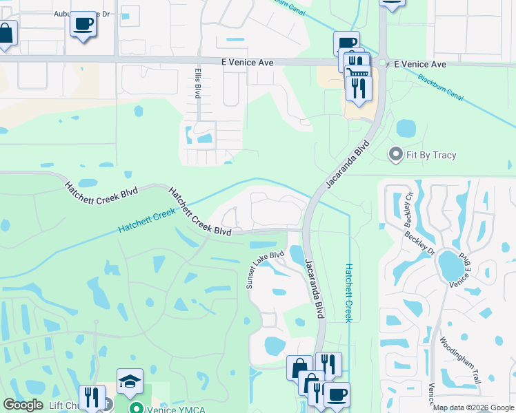 map of restaurants, bars, coffee shops, grocery stores, and more near 408 Laurel Lake Drive in Venice