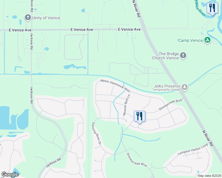 map of restaurants, bars, coffee shops, grocery stores, and more near 2138 Snapdragon Lane in Venice