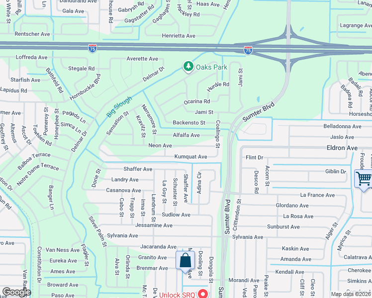 map of restaurants, bars, coffee shops, grocery stores, and more near 5413 Neon Avenue in North Port