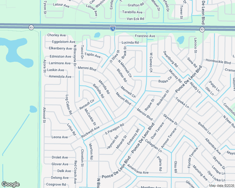 map of restaurants, bars, coffee shops, grocery stores, and more near 7432 Meroni Boulevard in North Port