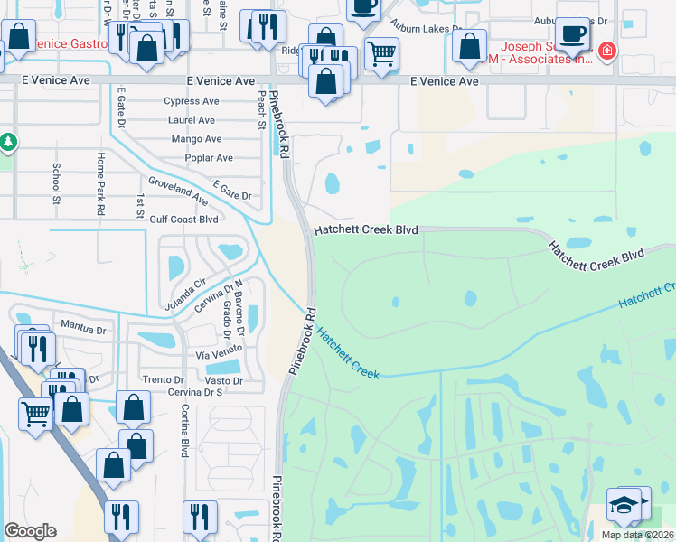 map of restaurants, bars, coffee shops, grocery stores, and more near 813 Adonis Place in Venice