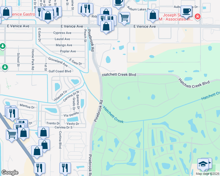 map of restaurants, bars, coffee shops, grocery stores, and more near 813 Adonis Place in Venice