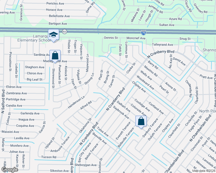 map of restaurants, bars, coffee shops, grocery stores, and more near 4060 Bruing Street in North Port