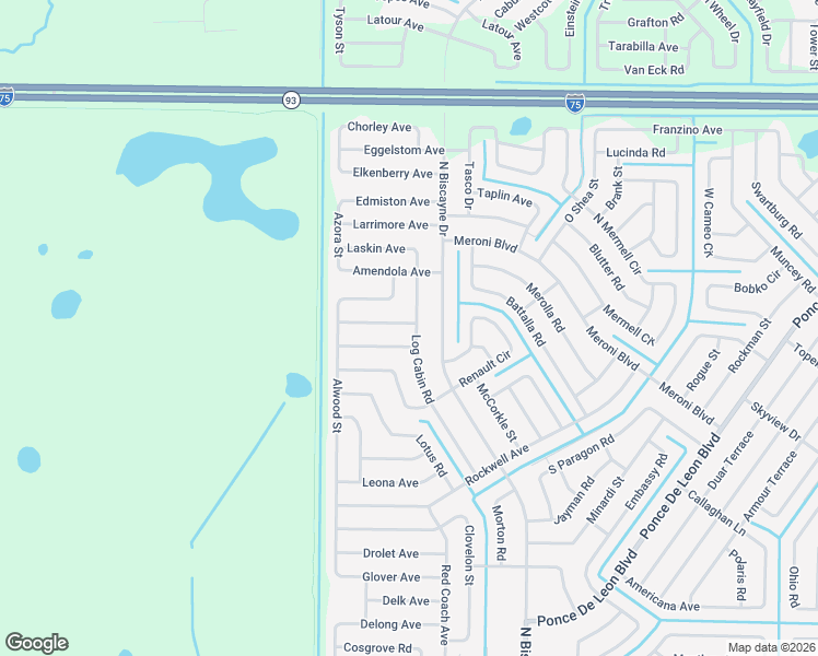map of restaurants, bars, coffee shops, grocery stores, and more near 3700 Log Cabin Road in North Port