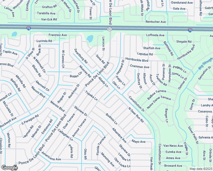 map of restaurants, bars, coffee shops, grocery stores, and more near 6701 Abady Lane in North Port