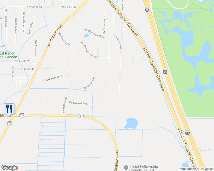 map of restaurants, bars, coffee shops, grocery stores, and more near 768 Southwest Balmoral Trce in Stuart