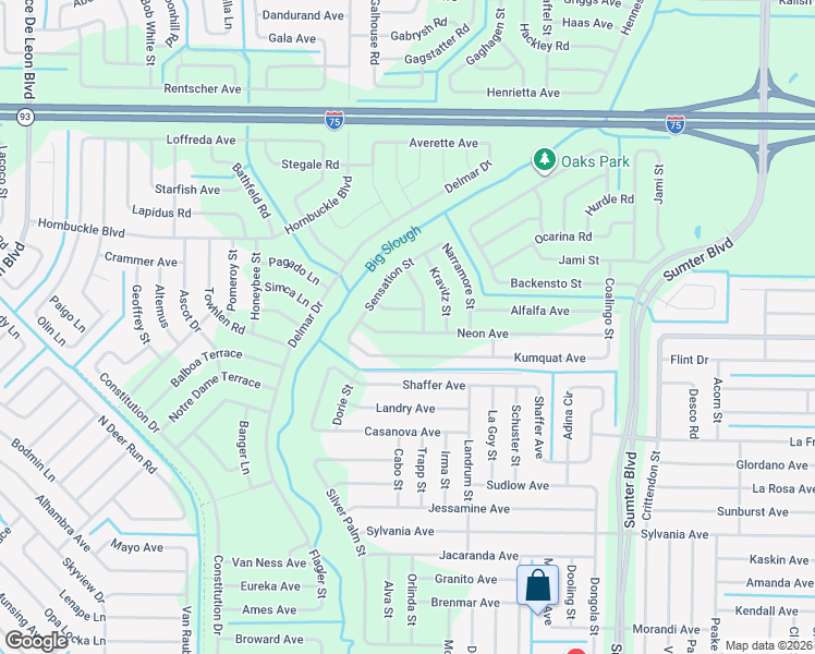 map of restaurants, bars, coffee shops, grocery stores, and more near 5871 Kumquat Avenue in North Port