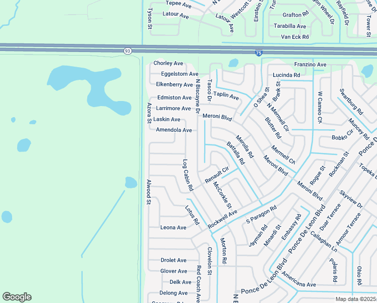 map of restaurants, bars, coffee shops, grocery stores, and more near 3700 Log Cabin Road in North Port