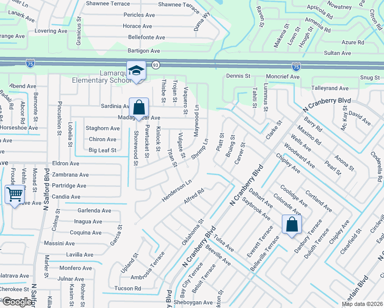 map of restaurants, bars, coffee shops, grocery stores, and more near 4177 Shrimp Lane in North Port