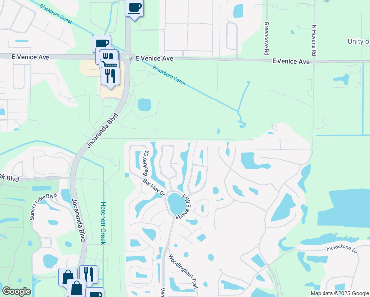 map of restaurants, bars, coffee shops, grocery stores, and more near 1152 Deardon Drive in Venice