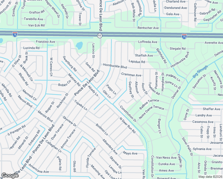 map of restaurants, bars, coffee shops, grocery stores, and more near 4084 Amari Road in North Port
