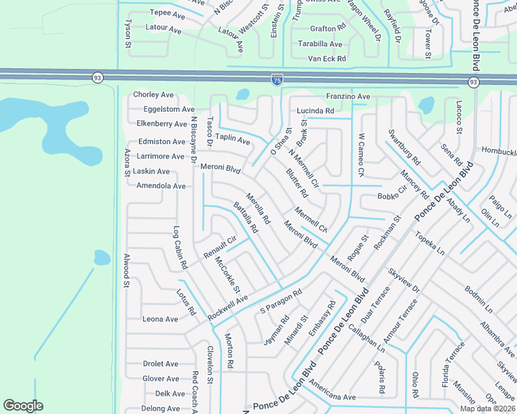 map of restaurants, bars, coffee shops, grocery stores, and more near 7569 Meroni Boulevard in North Port