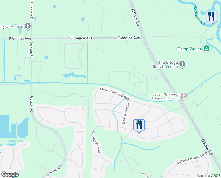 map of restaurants, bars, coffee shops, grocery stores, and more near 1986 Mesic Hammock Way in Venice