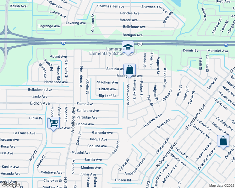 map of restaurants, bars, coffee shops, grocery stores, and more near 3604 Spinner Avenue in North Port
