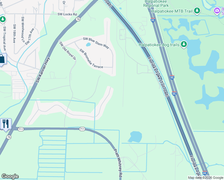 map of restaurants, bars, coffee shops, grocery stores, and more near 708 Southwest Balmoral Trce in Stuart