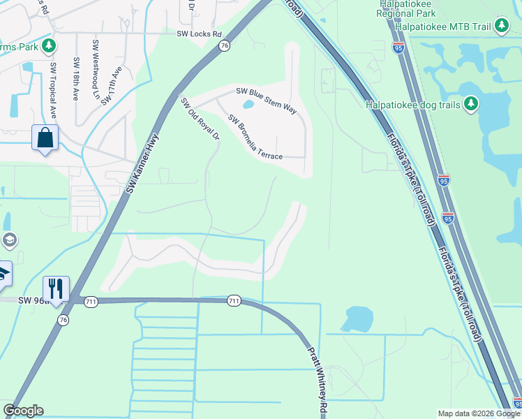 map of restaurants, bars, coffee shops, grocery stores, and more near 891 Southwest Tamarrow Place in Stuart