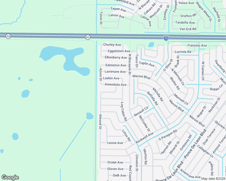 map of restaurants, bars, coffee shops, grocery stores, and more near 3907 Alwood Street in North Port