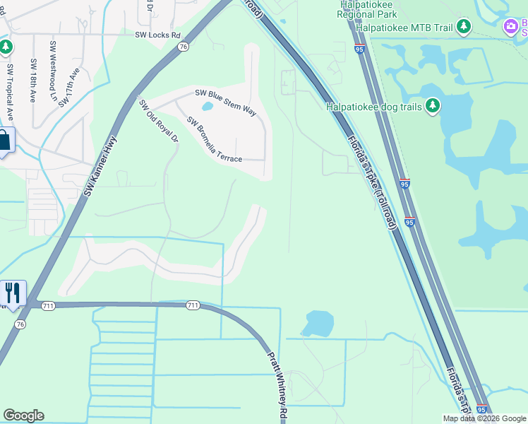 map of restaurants, bars, coffee shops, grocery stores, and more near 708 Southwest Balmoral Trce in Stuart