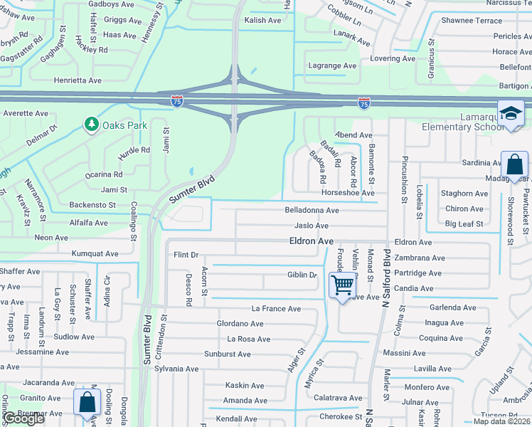 map of restaurants, bars, coffee shops, grocery stores, and more near 4597 Belladonna Avenue in North Port
