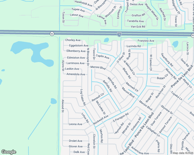 map of restaurants, bars, coffee shops, grocery stores, and more near 7697 Battalla Road in North Port