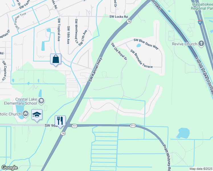 map of restaurants, bars, coffee shops, grocery stores, and more near 1382 Southwest Eagleglen Place in Stuart