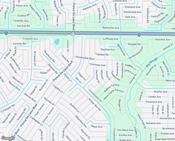 map of restaurants, bars, coffee shops, grocery stores, and more near 4084 Amari Road in North Port