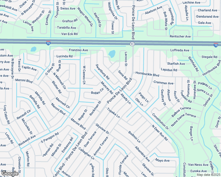 map of restaurants, bars, coffee shops, grocery stores, and more near 3759 Rockman Street in North Port