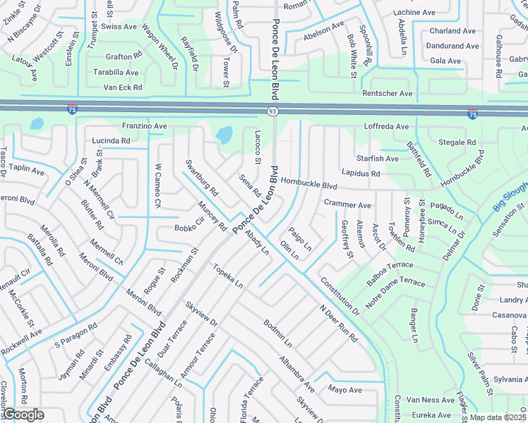 map of restaurants, bars, coffee shops, grocery stores, and more near 4068 Ponce De Leon Boulevard in North Port