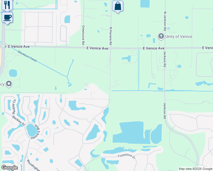 map of restaurants, bars, coffee shops, grocery stores, and more near 2883 Gladesview Drive in Venice